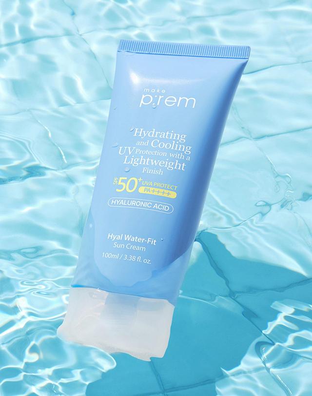 메이크프렘 히알 워터핏 선크림 100ml (+인테카크림20ml) 착용컷