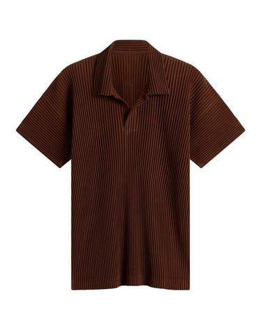 [명품] 26SS 옴므 플리세 이세이 미야케 폴로 티셔츠 HP66JM13248 ANCHOR BROWN DOM