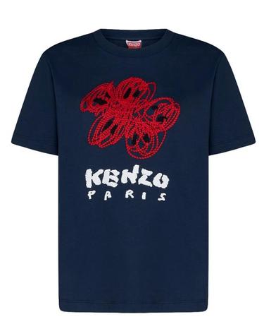 겐조  남성 드론바시티 엠브로이드 반팔 티셔츠 FE5 5TS273 4SG 77 NAVY BPG