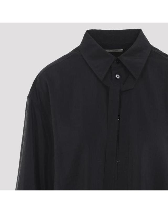 르메르 [명품] 26SS 르메르 롱 셔츠 타이 드라이 실크 SH1282 LF1308 999 BLACK DOM 착용컷