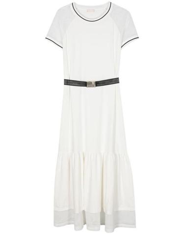 24SS 리우조  여성 세미 시스루 패널 벨트 드레스 TA4264JS088 10604LIGHT IVORY BPG