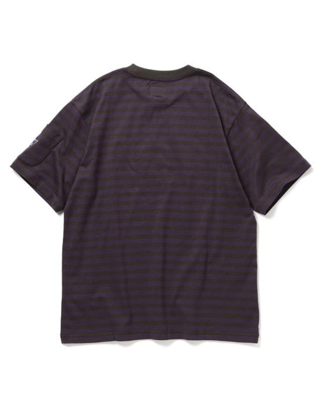 니들스 [명품] 니들스 스트라이프 저지 크루넥 티셔츠 QV364 PURPLE CHARCOAL DOM 착용컷