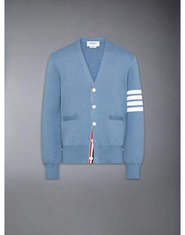 [명품] 26FW 톰브라운 코튼 밀라노 스티치 4바 V넥 가디건 MKC171A 00219 471 LIGHT BLUE DOM