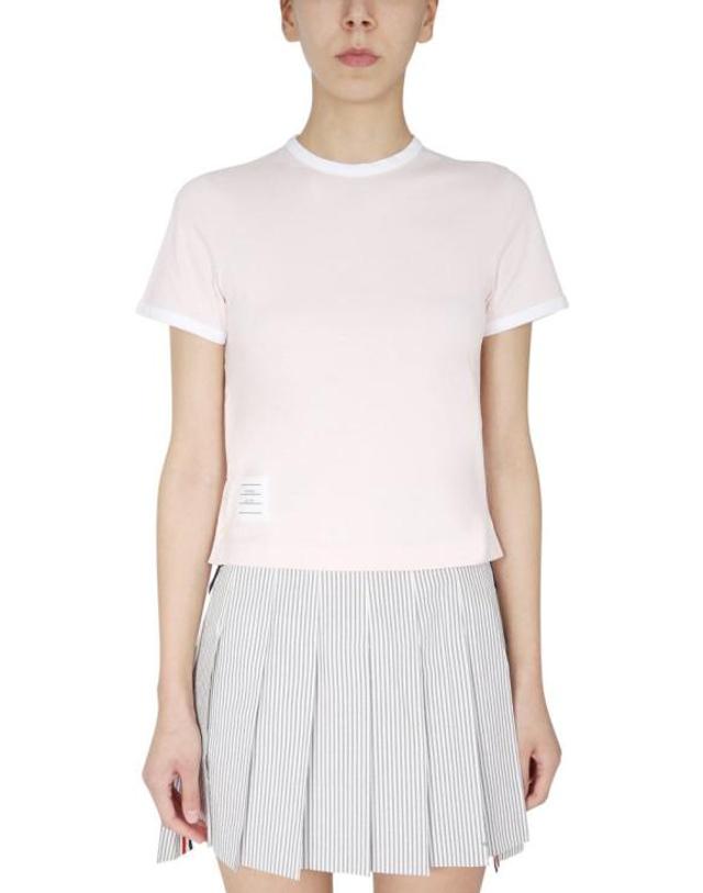 톰브라운 [명품] 톰브라운 반팔 티셔츠 FJS075A 00042 680 LIGHT PINK DOM 착용컷