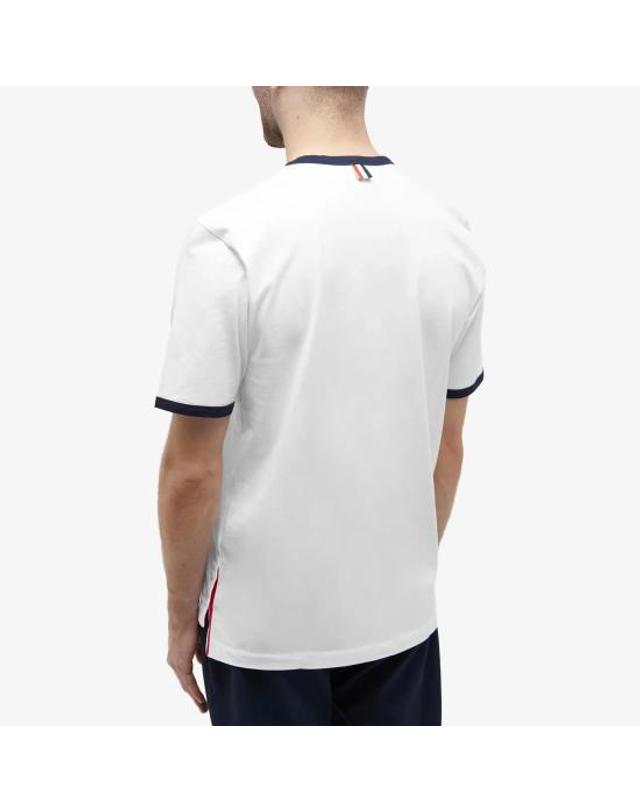 톰브라운 [명품] 26SS 톰브라운 사이드 트리밍 링거 반팔티 MJS083A 00042 100 WHITE DOM 착용컷