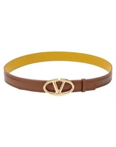 [명품] 발렌티노 가라바니 볼드 V 로고 벨트 4W0T0SJ0 FZC WTQ TOBACCO CURRY YELLOW DOM