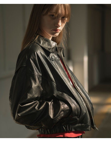 SIOT4075 Leather Bomber Jacket_Black