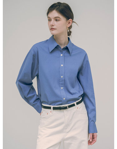 SITP5088 Loosefit silky oxford shirt_Deep blue