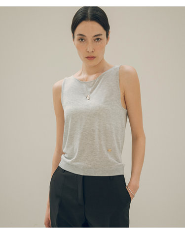 SIKN2116 시스루 보트넥 니트 나시_Light gray