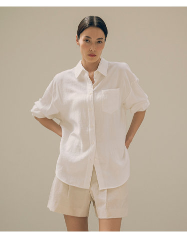 SITP5151 오버핏 라운지 실키 셔츠_White