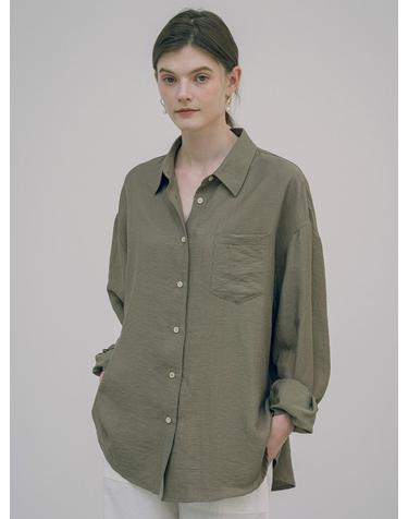 SITP5151 오버핏 라운지 실키 셔츠_Khaki brown
