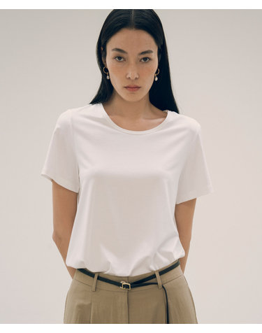 SITP5154 실켓 루즈핏 U넥 반팔티_Ivory