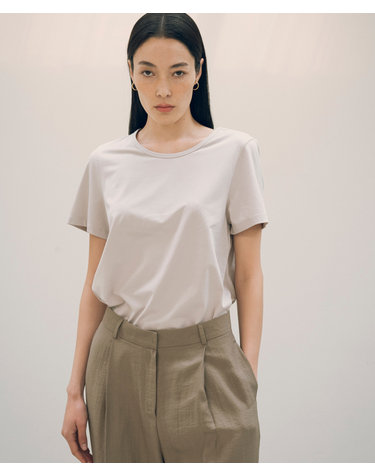SITP5154 실켓 루즈핏 U넥 반팔티_Light gray