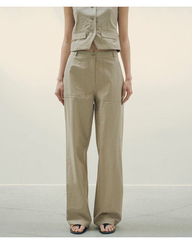 SIPT7125 와샤 퍼티그 팬츠_Khaki beige
