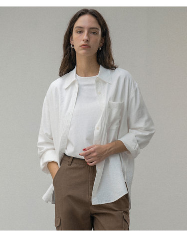 SITP5160 루즈핏 링클 실키 셔츠_White