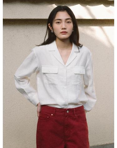 SITP5207 오픈 카라 포켓 셔츠_White