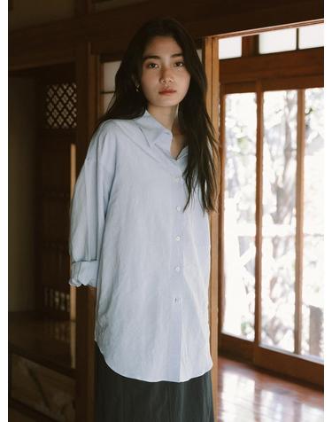 SITP5198 린넨 블렌드 퓨어 셔츠_Powder blue