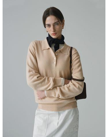 SIKN2154 울 블렌드 웨어러블 카라 니트_Oatmeal beige