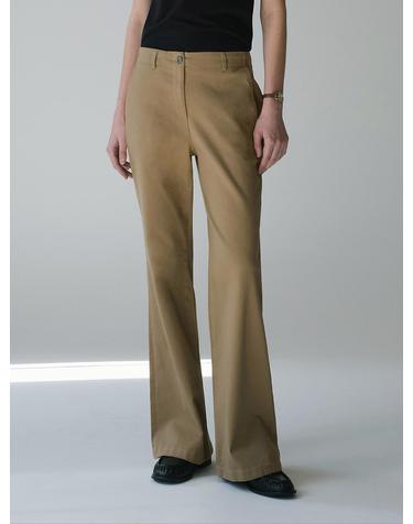SIPT7167 로우라이즈 워시드 코튼 팬츠_Camel beige