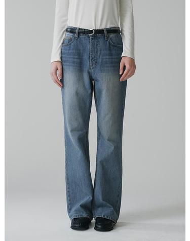 SIJN6099 90s 부츠 컷 페이드 데님_Medium blue
