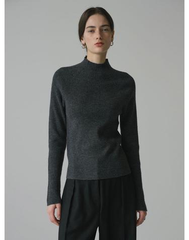 SIKN2157 모크넥 골지 니트_Charcoal