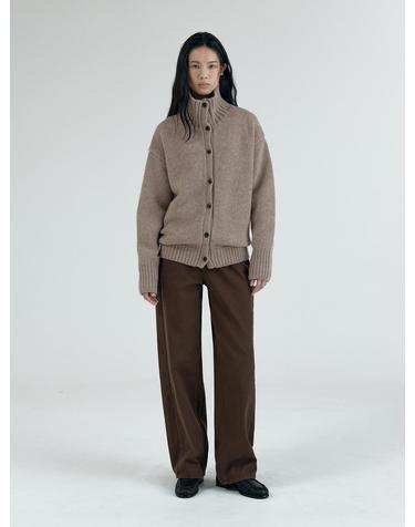 SIKN2164 하이넥 헤비 니트 가디건_Mocha brown