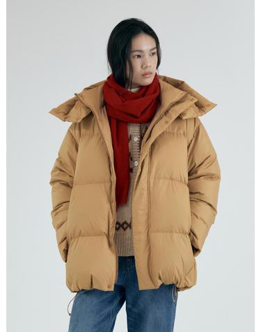 SIOT4176 덕다운 오버 핏 후드 패딩_Camel beige