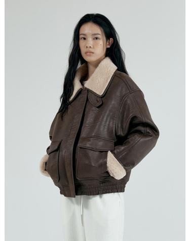 SIOT4173 페이크 무스탕 봄버 자켓_Brown