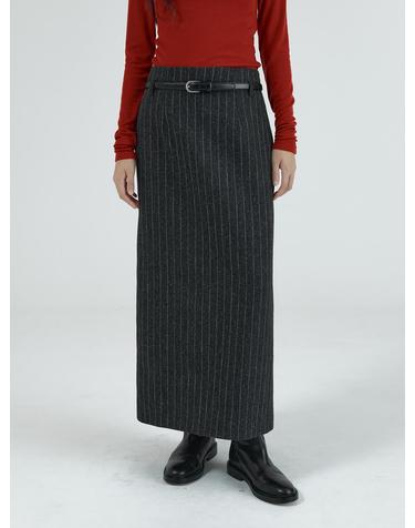 SIST9053 네프 ST 모직 롱 스커트_Charcoal