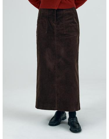 SIST9056 퍼티그 코듀로이 롱 스커트_Brown