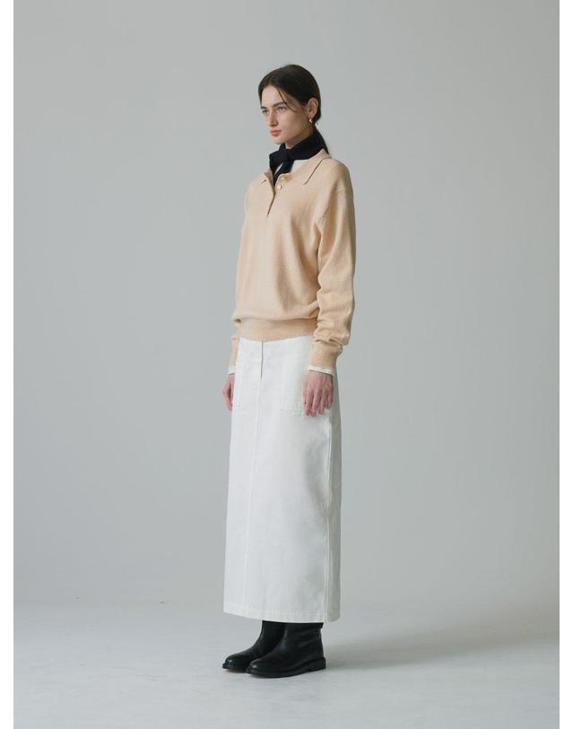 시야쥬 SIKN2154 울 블렌드 웨어러블 카라 니트_Oatmeal beige 착용컷