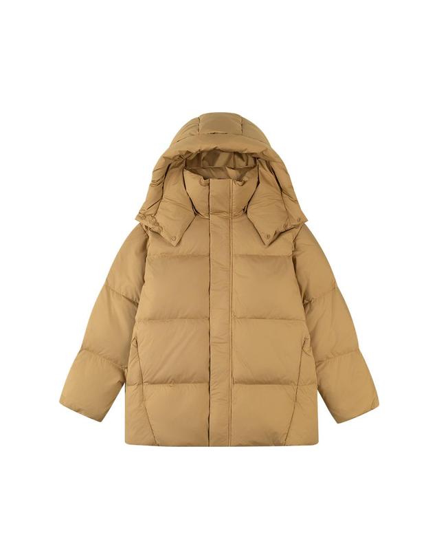 시야쥬 SIOT4176 덕다운 오버 핏 후드 패딩_Camel beige 착용컷