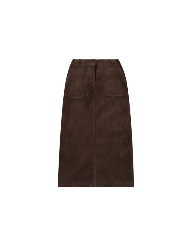 시야쥬 SIST9056 퍼티그 코듀로이 롱 스커트_Brown 착용컷