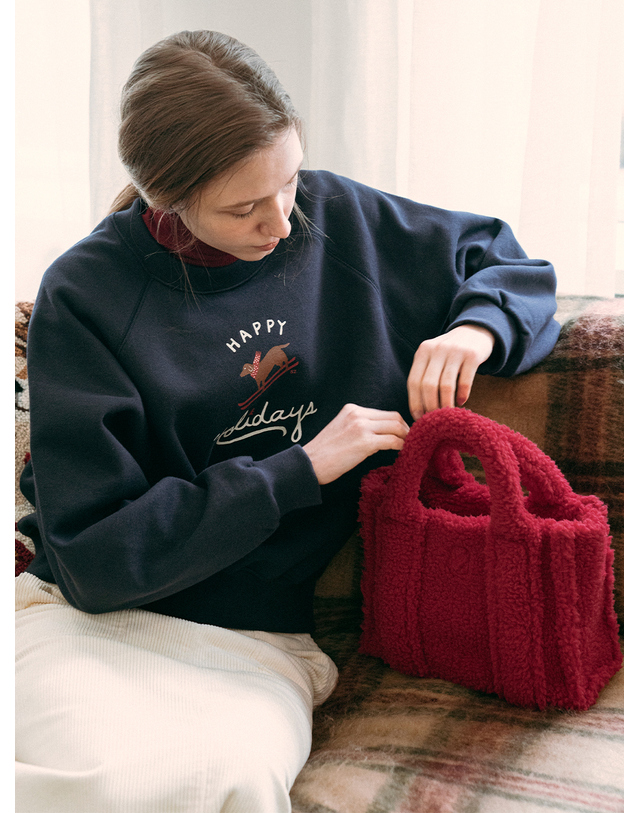 시야쥬 SIAC3015 shearing tote bag_Red 착용컷