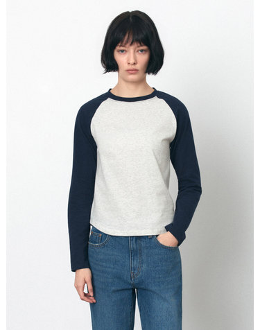 SITP5244 슬림 래글런 배색 티셔츠_Navy