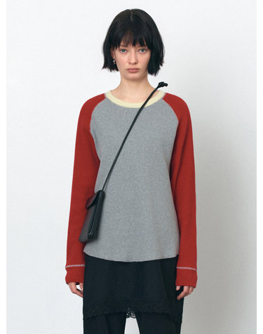 SIKN2176 와플 래글런 배색 니트_Mix gray