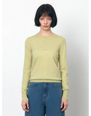 SIKN2175 베이직 라운드 넥 긴팔 니트_Yellow green