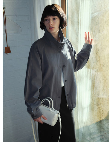 SIOT4182 하이 넥 버튼 블루종_Blue gray