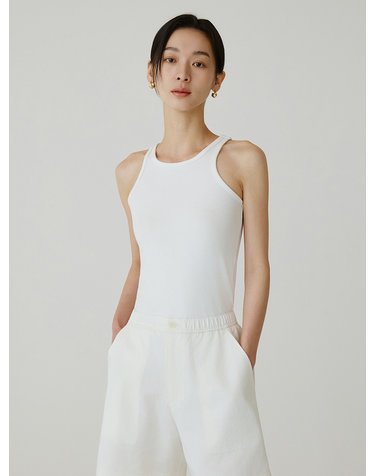 SITP5271 베이직 라운드넥 크롭 나시탑_Ivory
