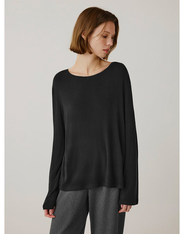 SITP5253 실키 루즈 핏 티셔츠_Black