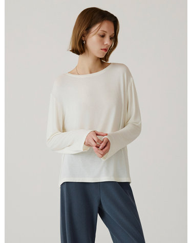 SITP5253 실키 루즈 핏 티셔츠_Ivory