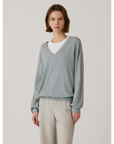SITP5274 브이넥 가오리 컴포트 티셔츠_Melange gray