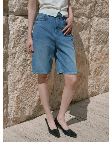SIJN6117 쿨 워싱 일자핏 데님 쇼츠_Medium blue
