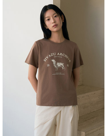 SITP5191 아카이브 하운드 프린팅 반팔티_Brown