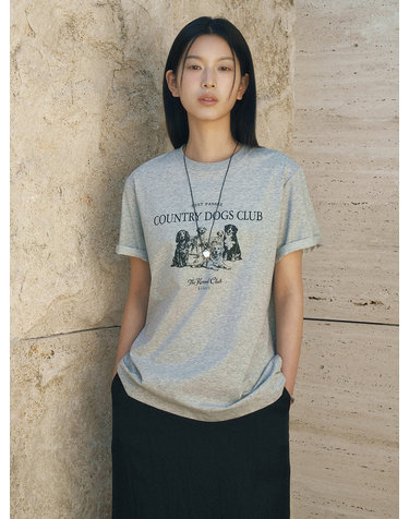 SITP5296 COUNTRY DOGS CLUB 반팔 티셔츠_Melange gray