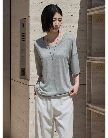 SITP5287 유넥 릴렉스 반팔 티셔츠_Melange gray