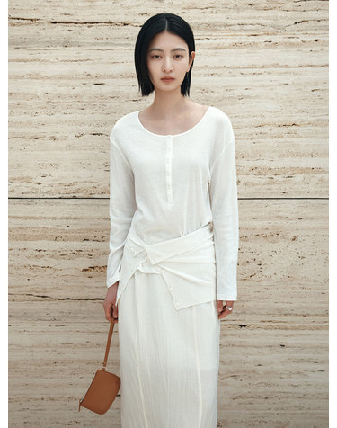 SITP5283 시스루 헨리넥 티셔츠_White
