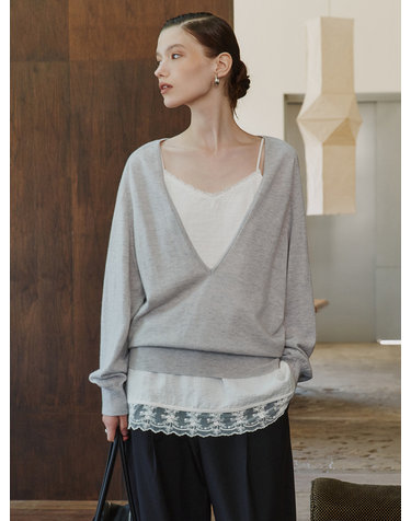 SITP5282 레이스 실키 슬립 탑_White
