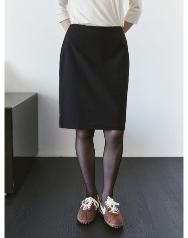 SIST9075 심플 미디 스커트_Black