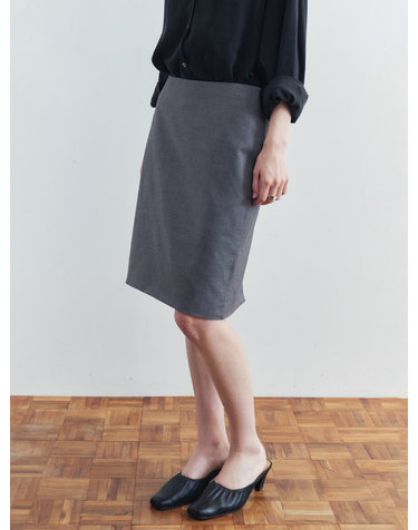 SIST9075 심플 미디 스커트_Melange gray